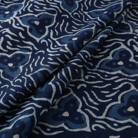 Hand block natural dyed cotton bagru print indigo fabric 04