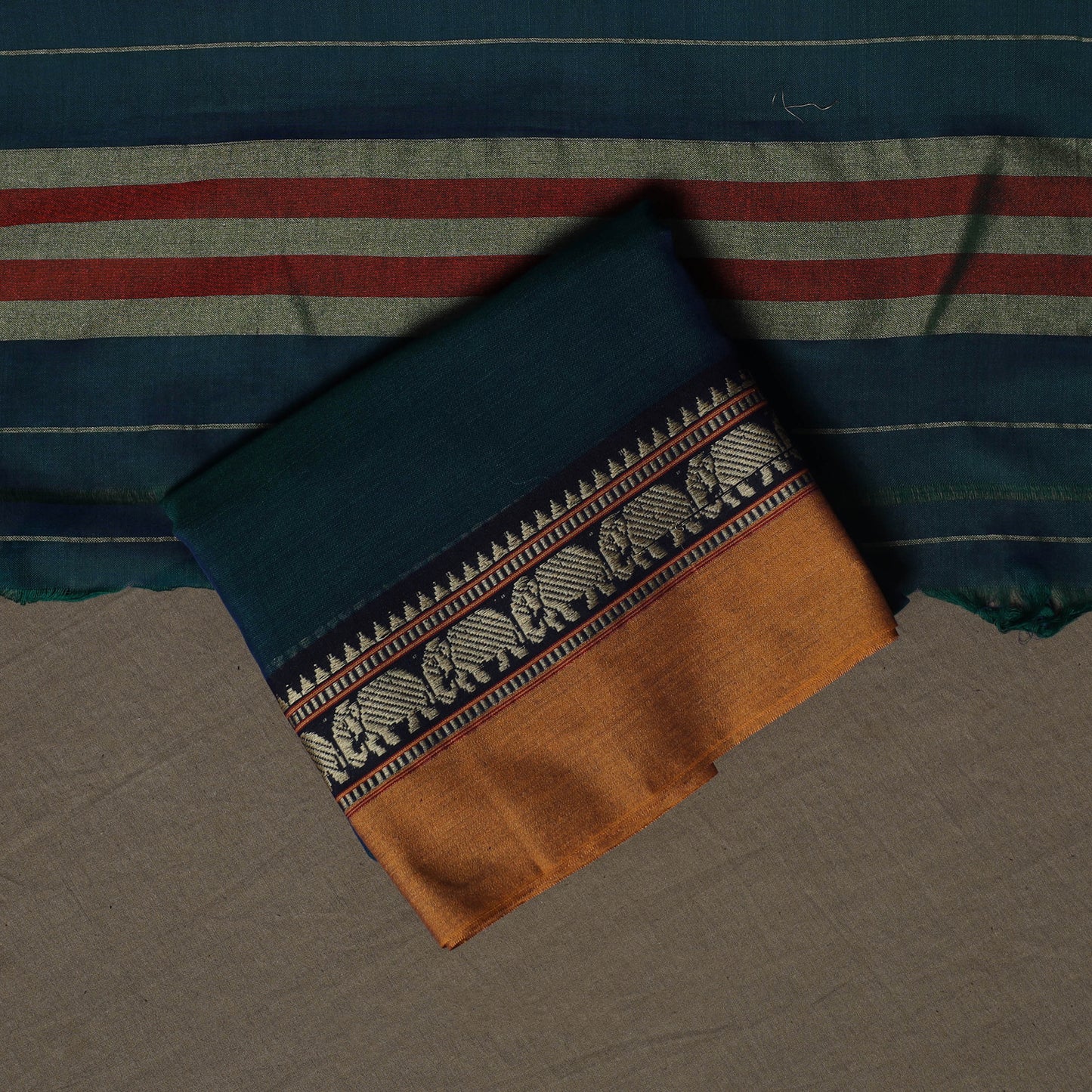 Dharwad Mercerised Cotton 3pc Unstitched Dress Material Suit Set with Woven Border 40