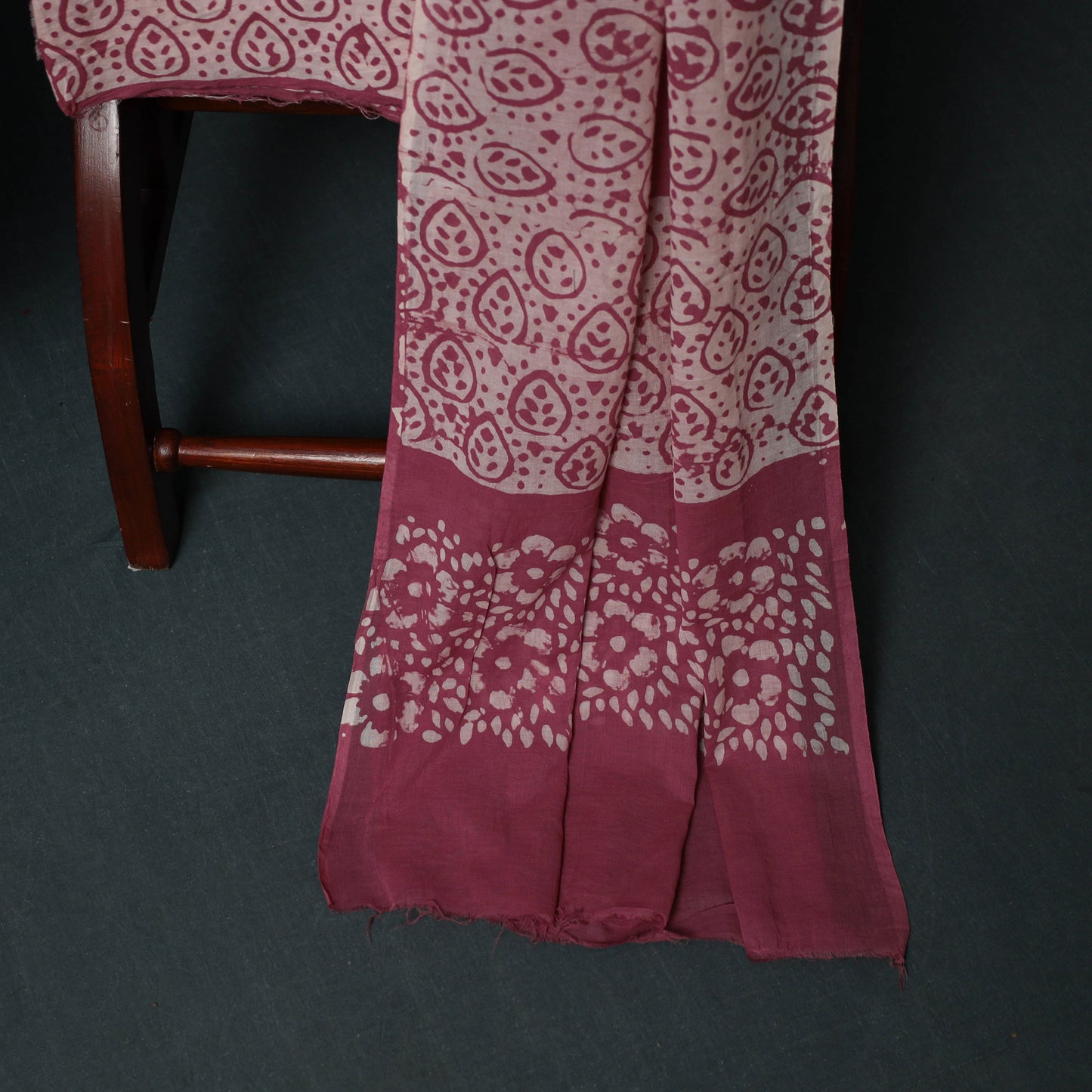 Hand Batik Print Cotton 3pc Unstitched Dress Material Suit Set 07