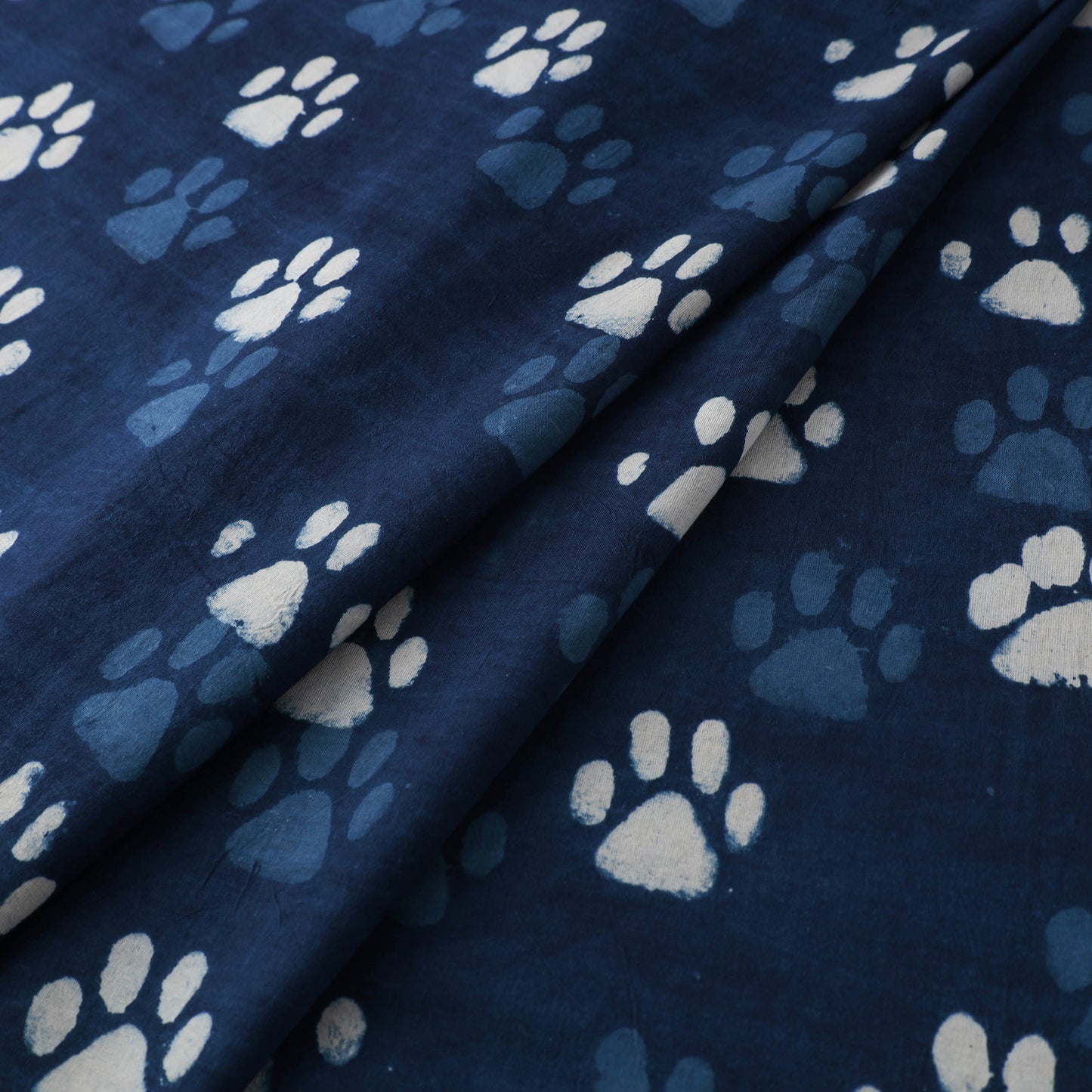 Hand Block Natural Dyed Cotton Bagru Print Indigo Fabric 05