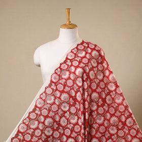 Red Block Print Cotton Sanganeri Fabric