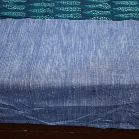Blue - plain cotton double bed cover with patchwork (94 x