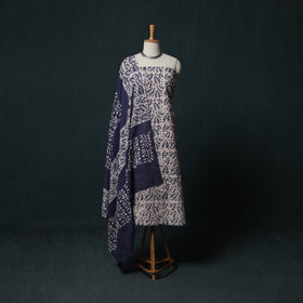 Hand Batik Print Cotton 3pc Unstitched Dress Material Suit Set 08