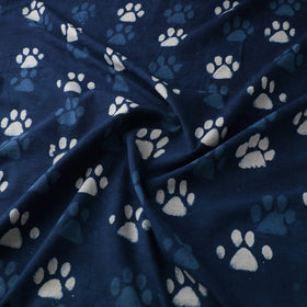 Hand Block Natural Dyed Cotton Bagru Print Indigo Fabric 05