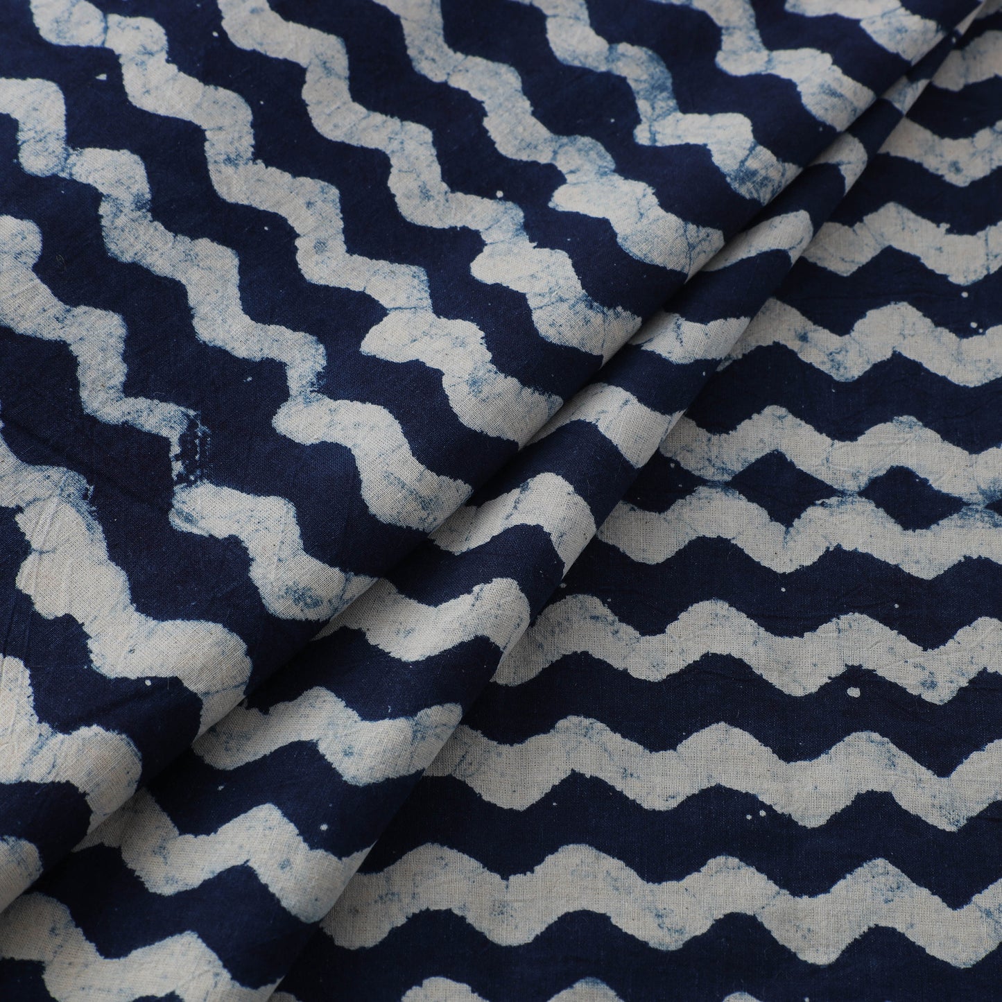 Hand Block Natural Dyed Cotton Bagru Print Indigo Fabric 06