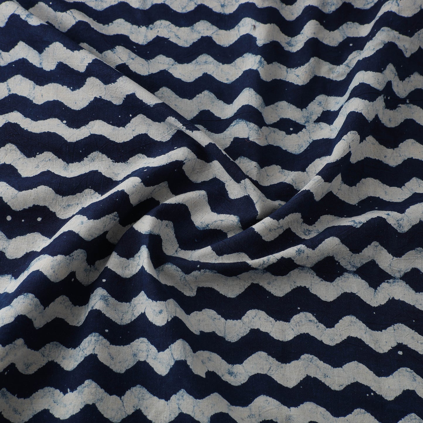Hand Block Natural Dyed Cotton Bagru Print Indigo Fabric 06