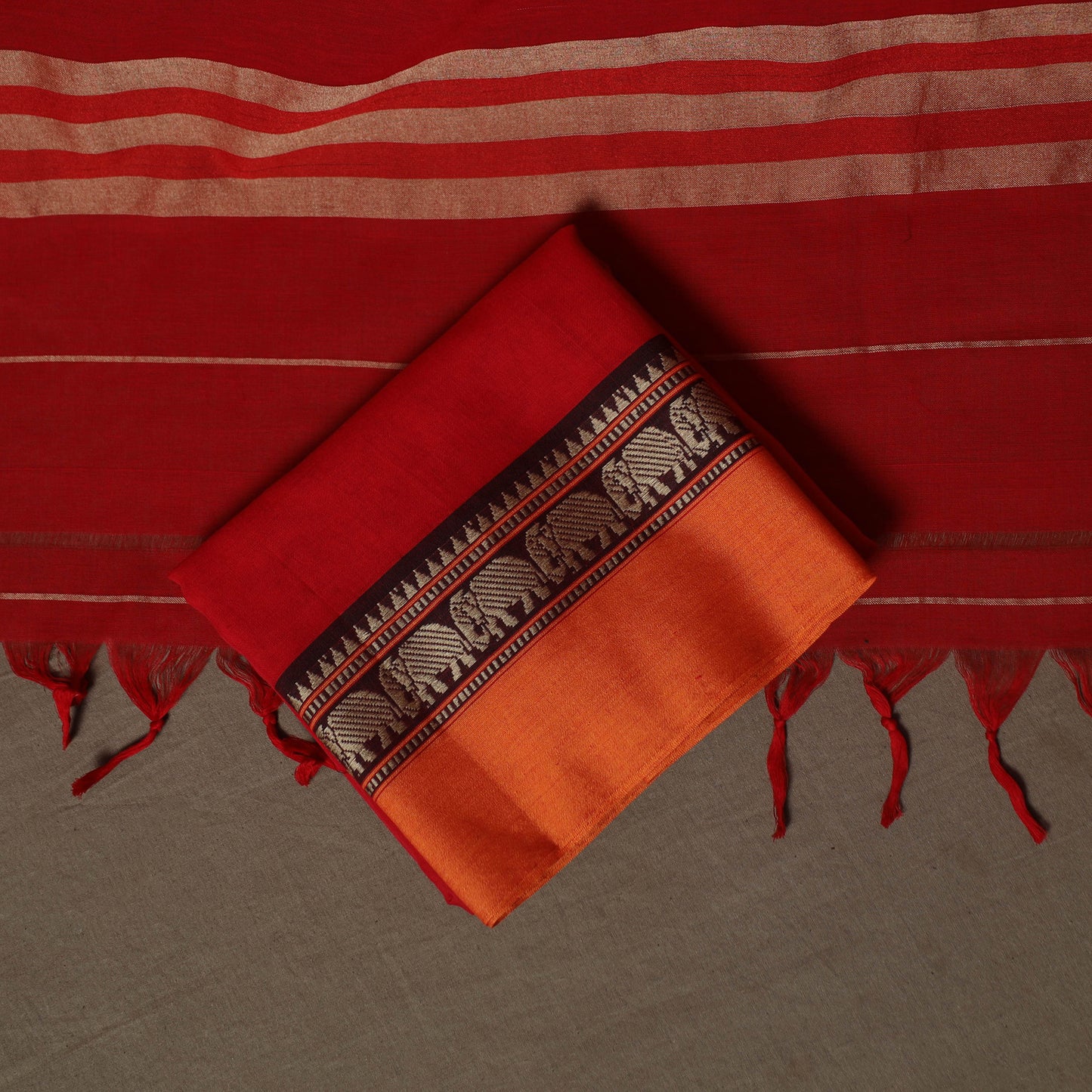 Dharwad Mercerised Cotton 3pc Unstitched Dress Material Suit Set with Woven Border 41