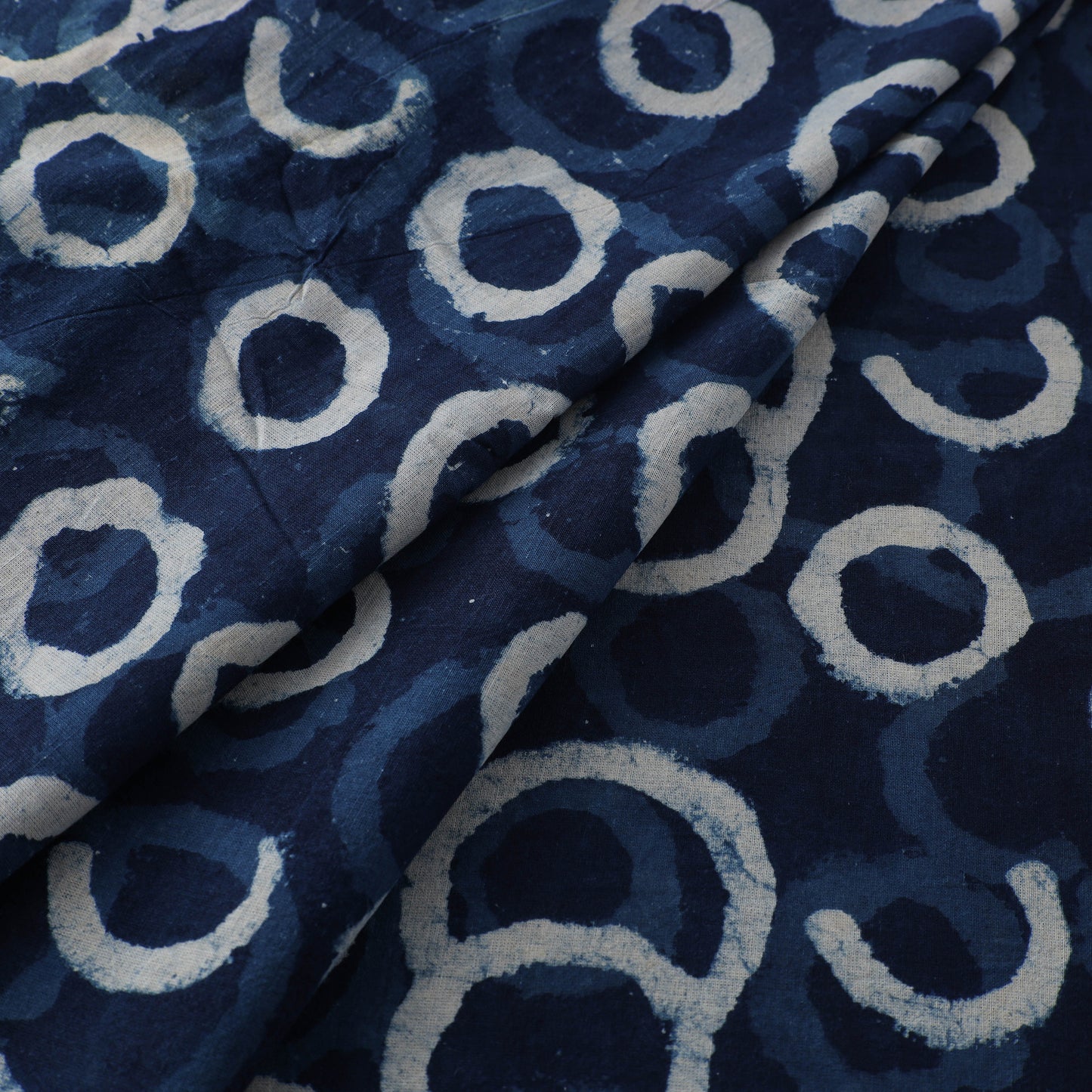 Hand Block Natural Dyed Cotton Bagru Print Indigo Fabric 07