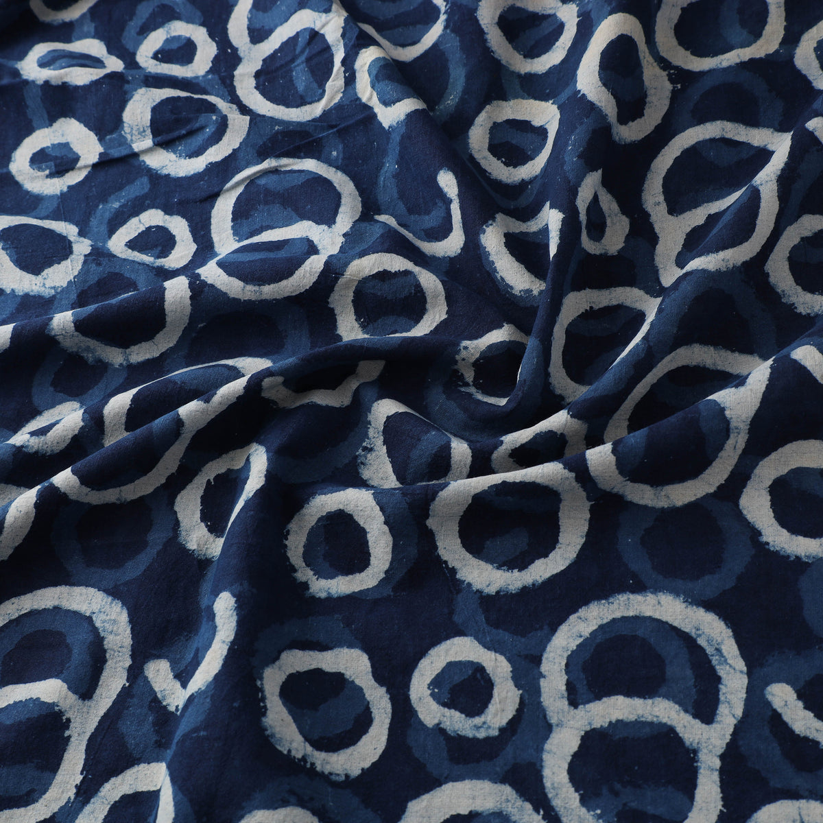 Hand Block Natural Dyed Cotton Bagru Print Indigo Fabric 07