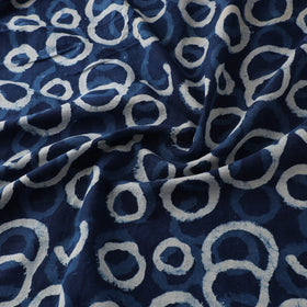 Hand Block Natural Dyed Cotton Bagru Print Indigo Fabric 07
