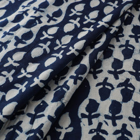Hand Block Natural Dyed Cotton Bagru Print Indigo Fabric 08