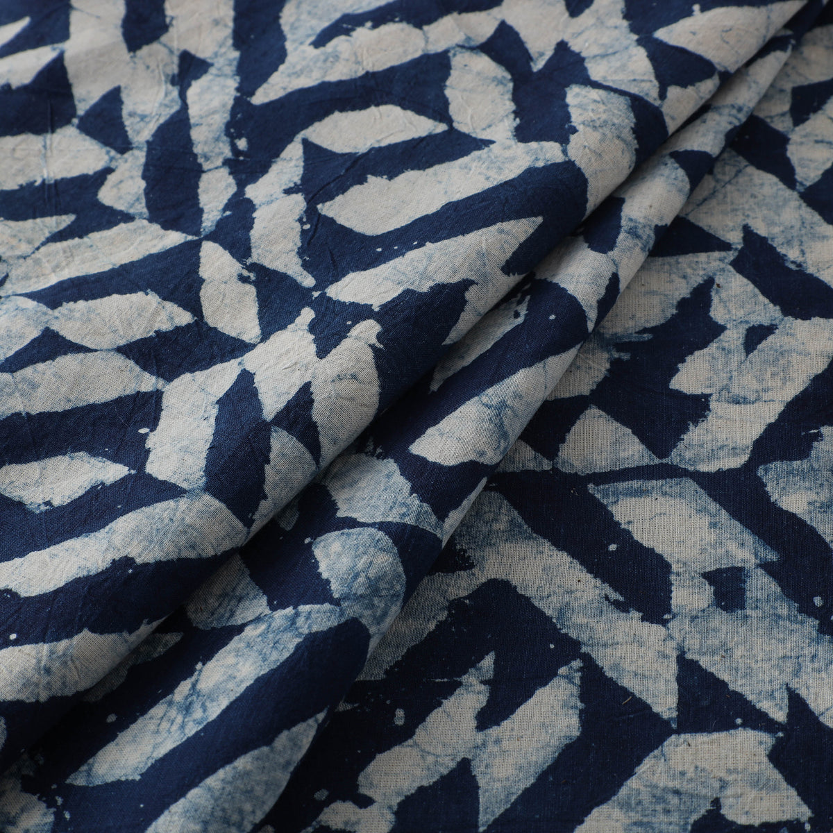 Hand block natural dyed cotton bagru print indigo fabric 09