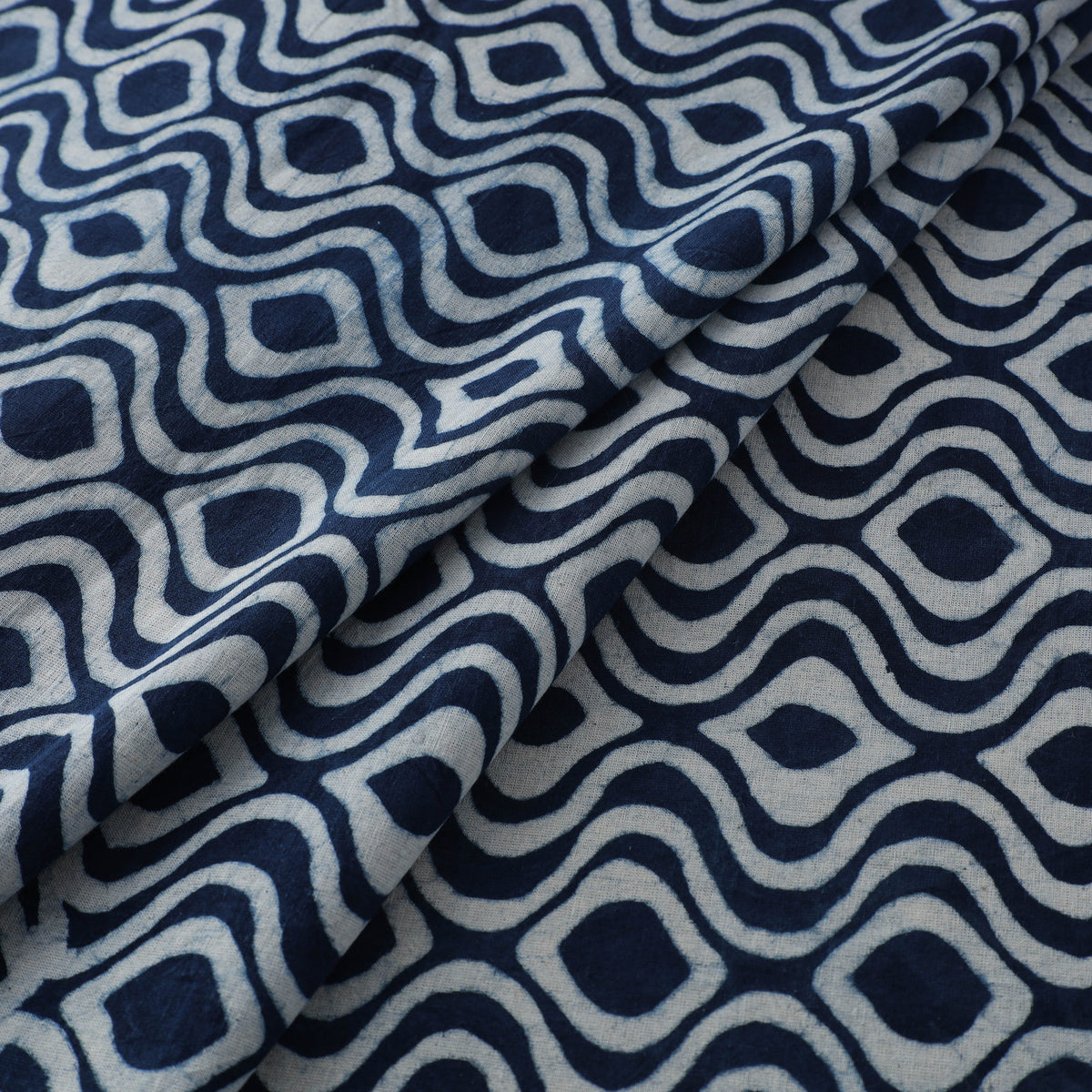 Hand Block Natural Dyed Cotton Bagru Print Indigo Fabric 11