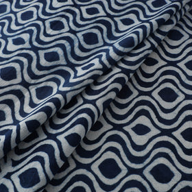Hand Block Natural Dyed Cotton Bagru Print Indigo Fabric 11