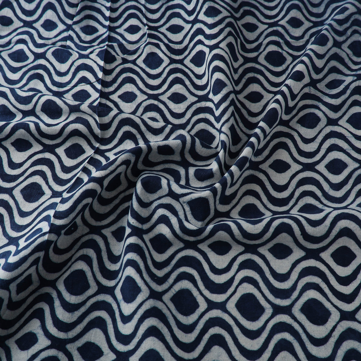 Hand Block Natural Dyed Cotton Bagru Print Indigo Fabric 11