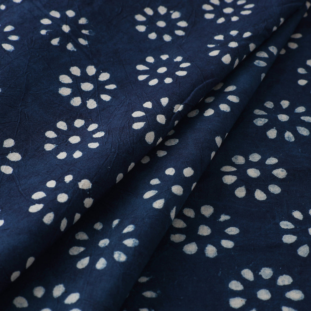 Hand block natural dyed cotton bagru print indigo fabric 12