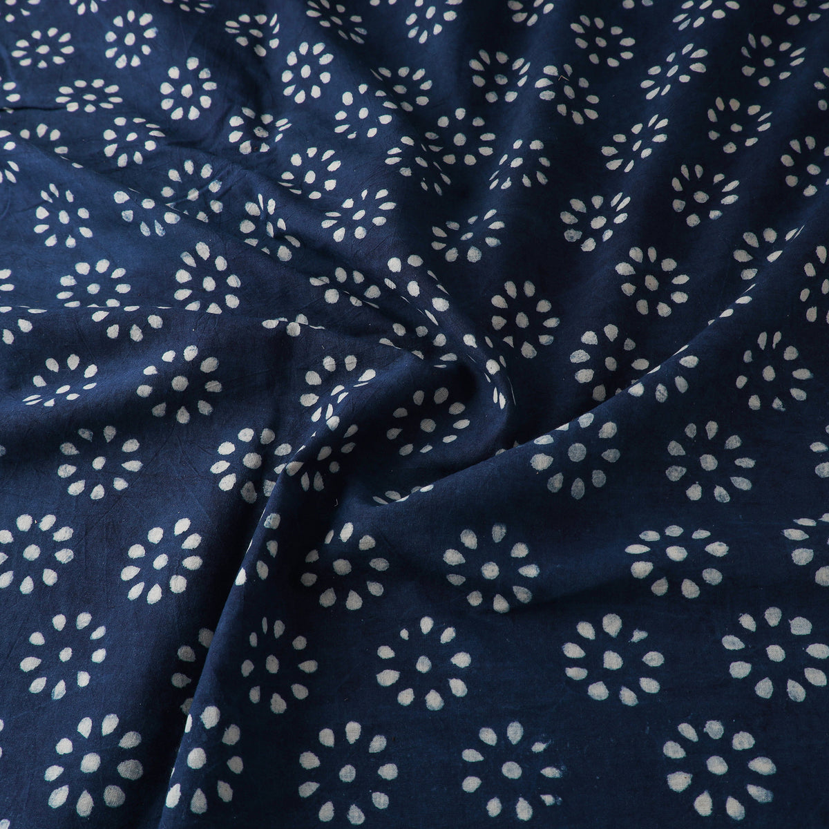 Hand block natural dyed cotton bagru print indigo fabric 12
