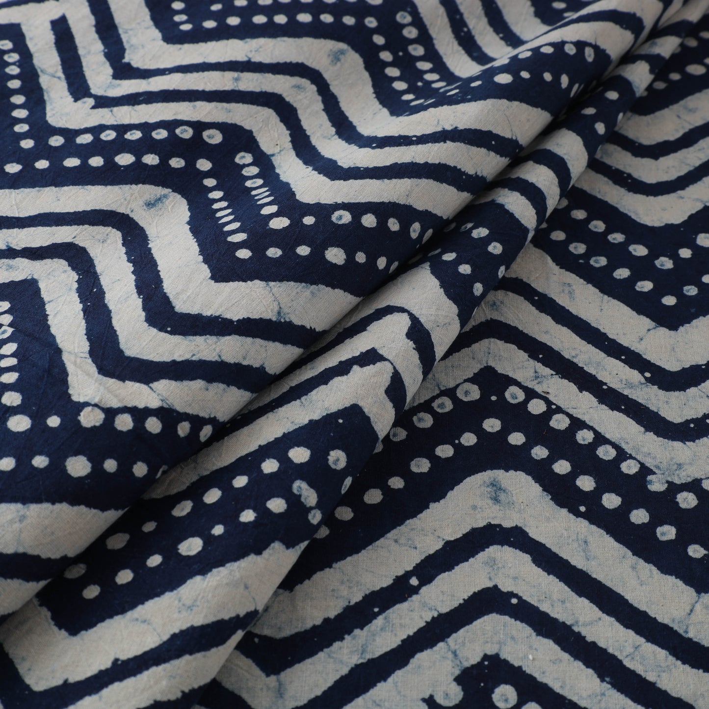 Hand Block Natural Dyed Cotton Bagru Print Indigo Fabric 15