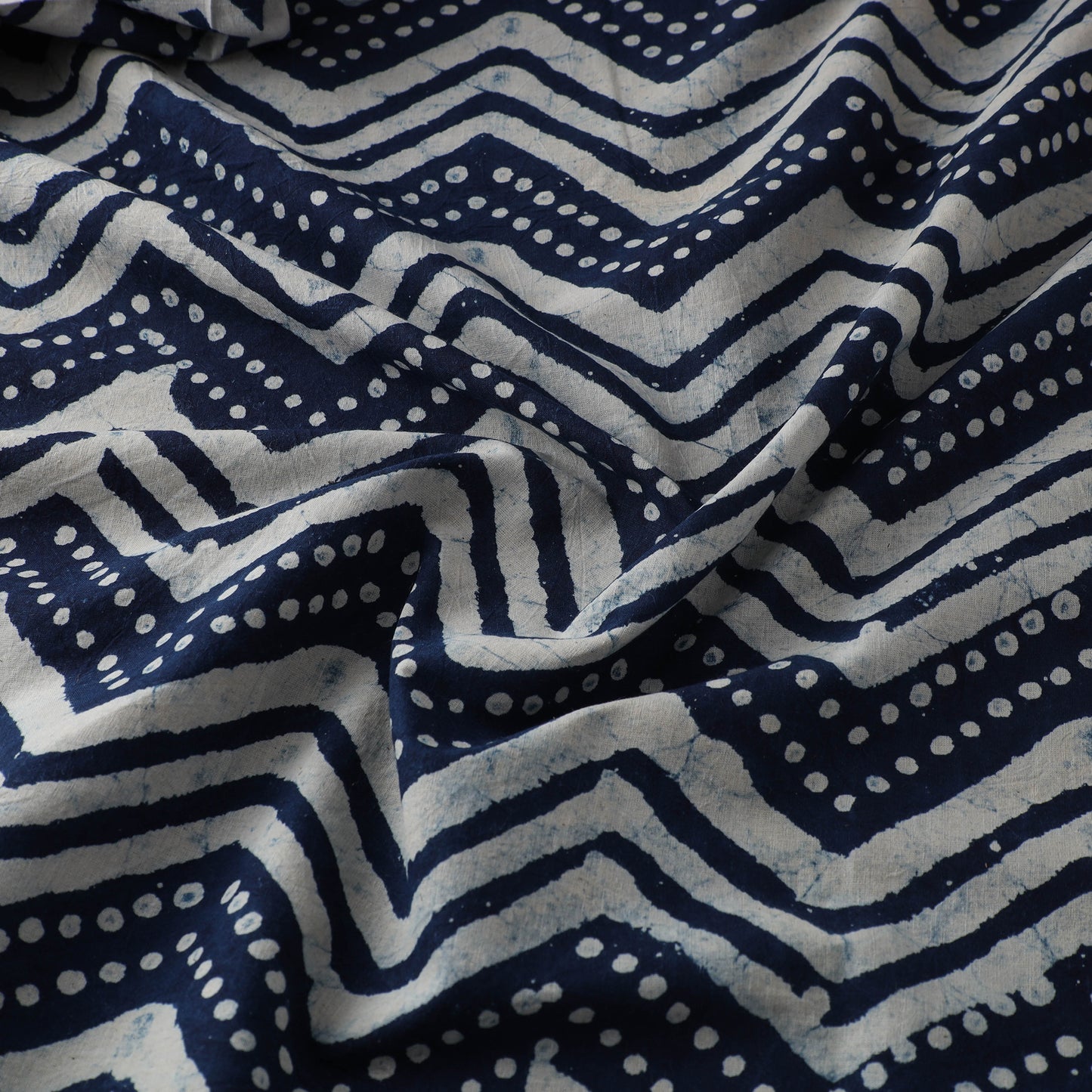 Hand Block Natural Dyed Cotton Bagru Print Indigo Fabric 15