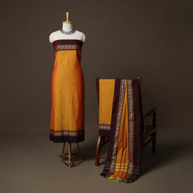 Dharwad Mercerised Cotton 3pc Unstitched Dress Material Suit Set with Woven Border 44