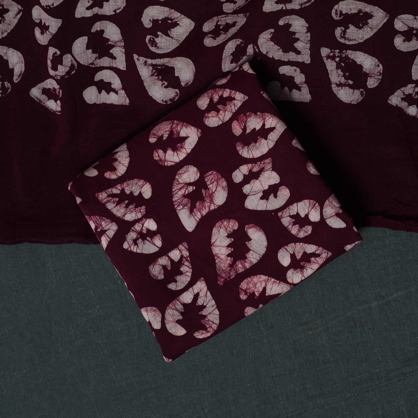 Hand Batik Print Cotton 3pc Unstitched Dress Material Suit Set 11