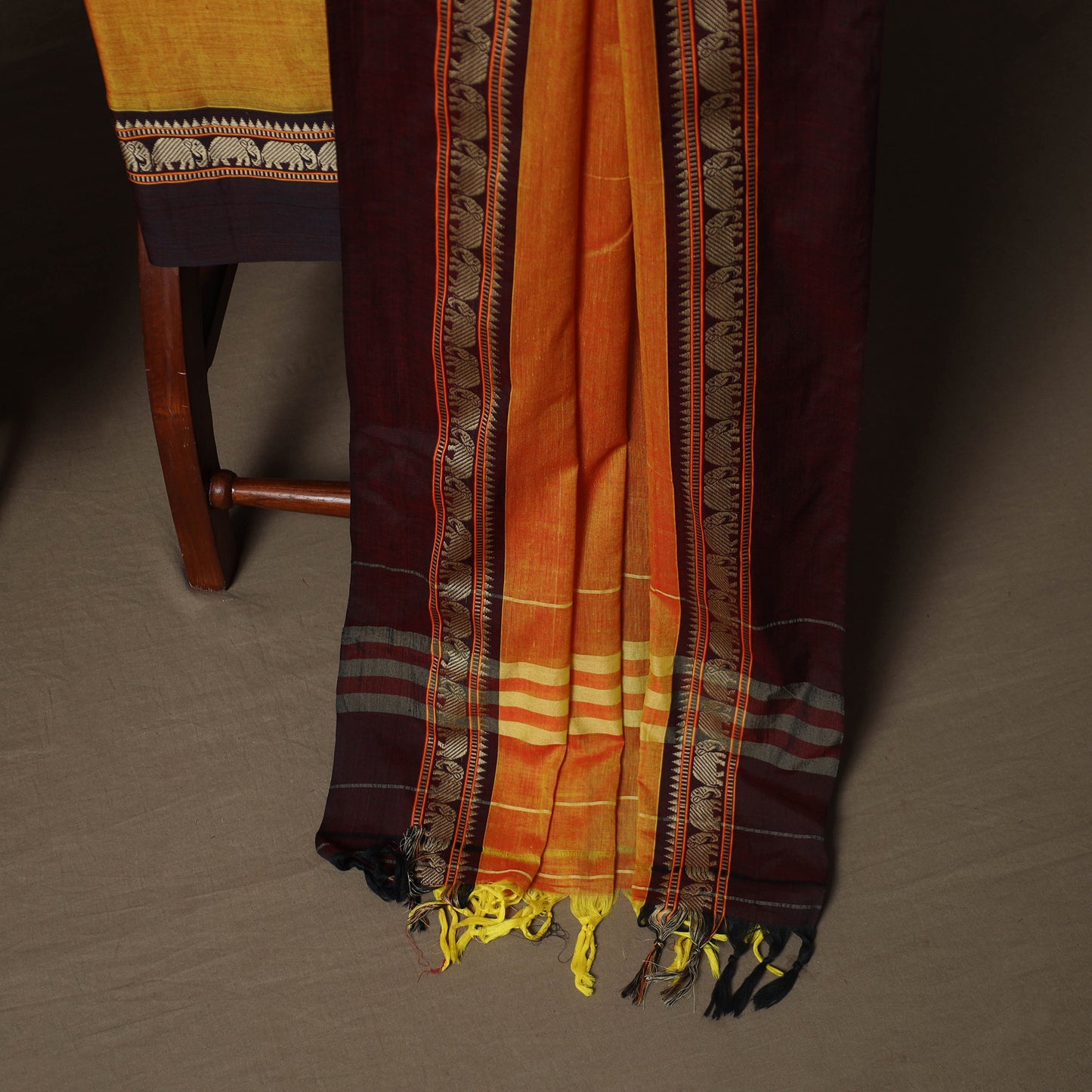 Dharwad Mercerised Cotton 3pc Unstitched Dress Material Suit Set with Woven Border 44