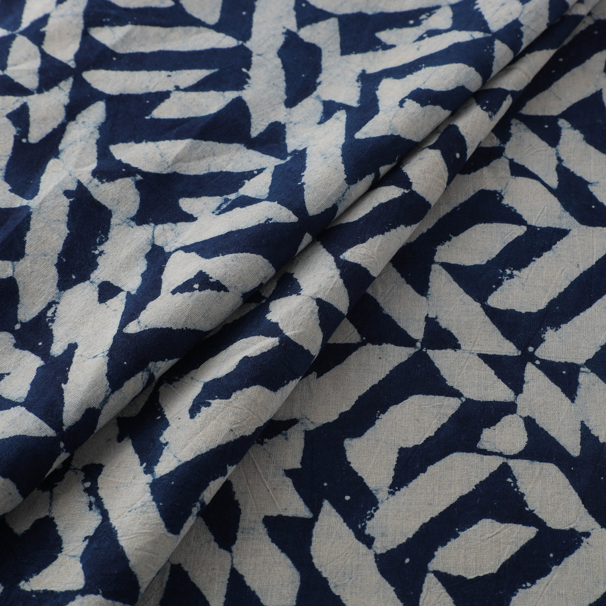 Hand Block Natural Dyed Cotton Bagru Print Indigo Fabric 20