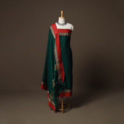Dharwad Mercerised Cotton 3pc Unstitched Dress Material Suit Set with Woven Border 46
