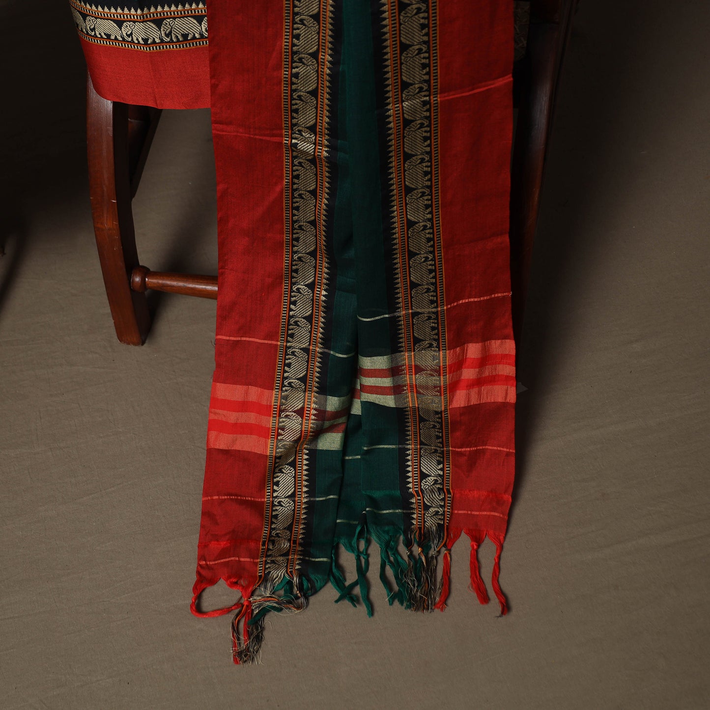 Dharwad Mercerised Cotton 3pc Unstitched Dress Material Suit Set with Woven Border 46