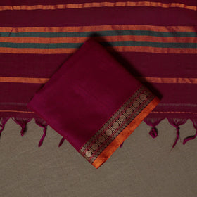 Dharwad Mercerised Cotton 3pc Unstitched Dress Material Suit Set with Woven Border 47