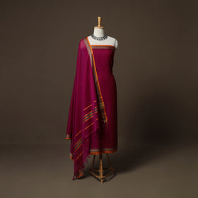 Dharwad Mercerised Cotton 3pc Unstitched Dress Material Suit Set with Woven Border 47
