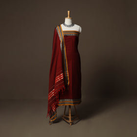 Dharwad Mercerised Cotton 3pc Unstitched Dress Material Suit Set with Woven Border 26