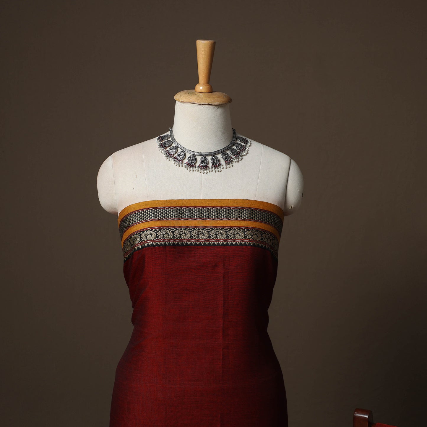 Dharwad Mercerised Cotton 3pc Unstitched Dress Material Suit Set with Woven Border 26