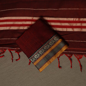 Dharwad Mercerised Cotton 3pc Unstitched Dress Material Suit Set with Woven Border 26