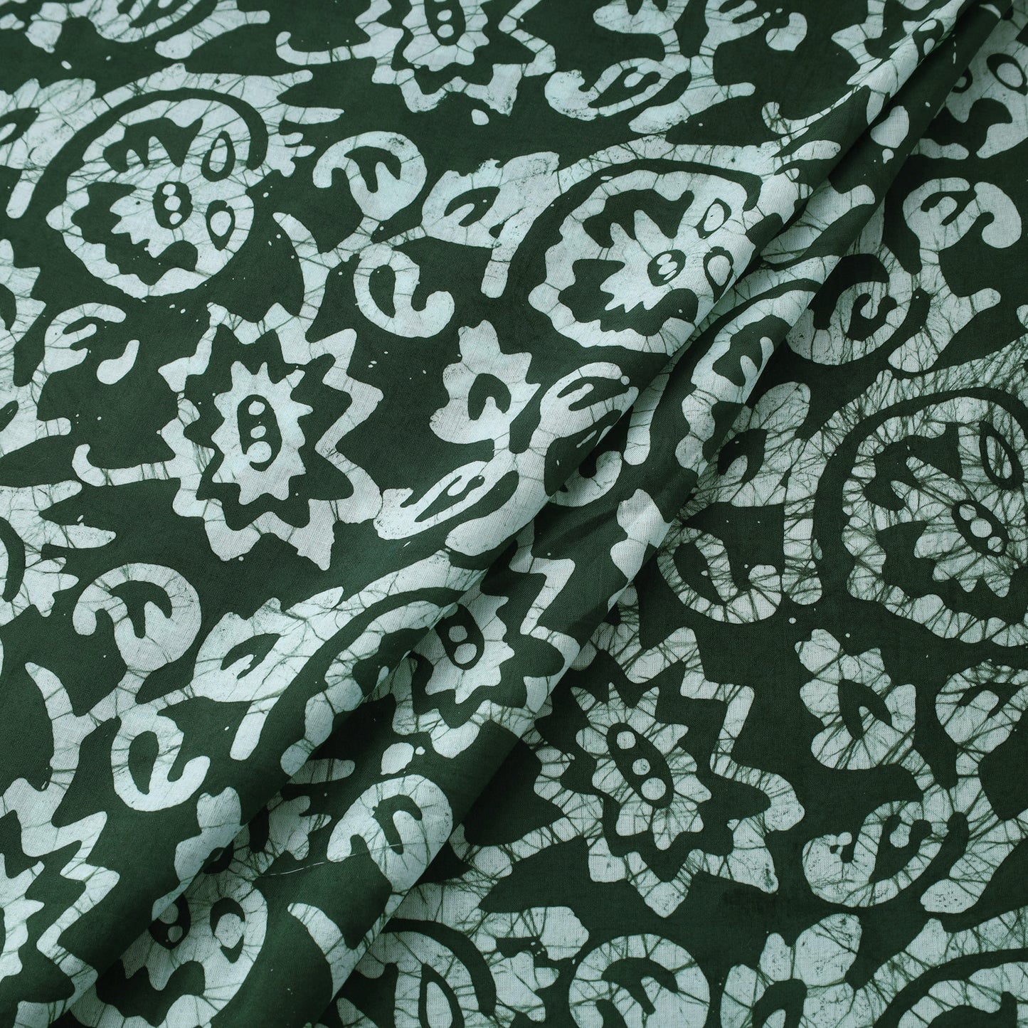 Green - hand batik cotton fabric 04 - handcrafted