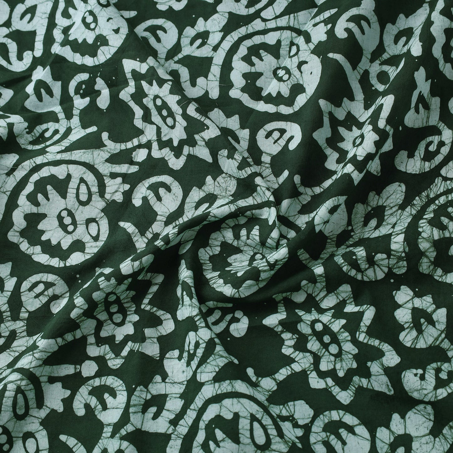 Green - hand batik cotton fabric 04 - handcrafted