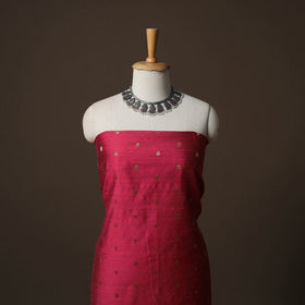 Spun Dupion Viscose Silk Buti 2pc Unstitched Dress Material Kurta Set with Earrings 63