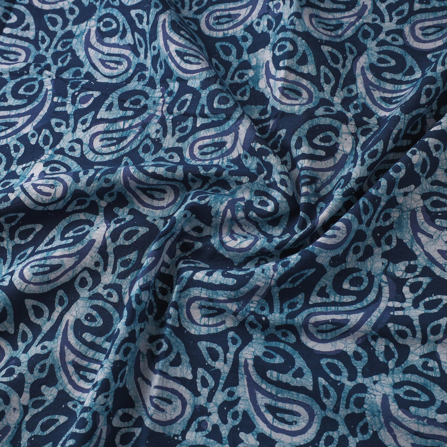 Blue Hand Batik Print Cotton Fabric