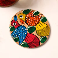 Bengal Patua Handpainted Akashmoni Wooden Coasters (Set of 4) 02