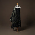 Spun Dupion Viscose Silk Buti 2pc Unstitched Dress Material Kurta Set with Earrings 64