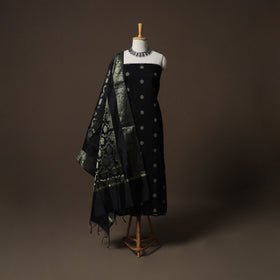 Spun Dupion Viscose Silk Buti 2pc Unstitched Dress Material Kurta Set with Earrings 64