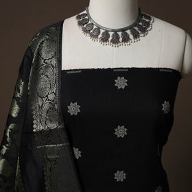 Spun Dupion Viscose Silk Buti 2pc Unstitched Dress Material Kurta Set with Earrings 64