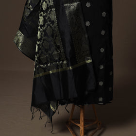 Spun Dupion Viscose Silk Buti 2pc Unstitched Dress Material Kurta Set with Earrings 64