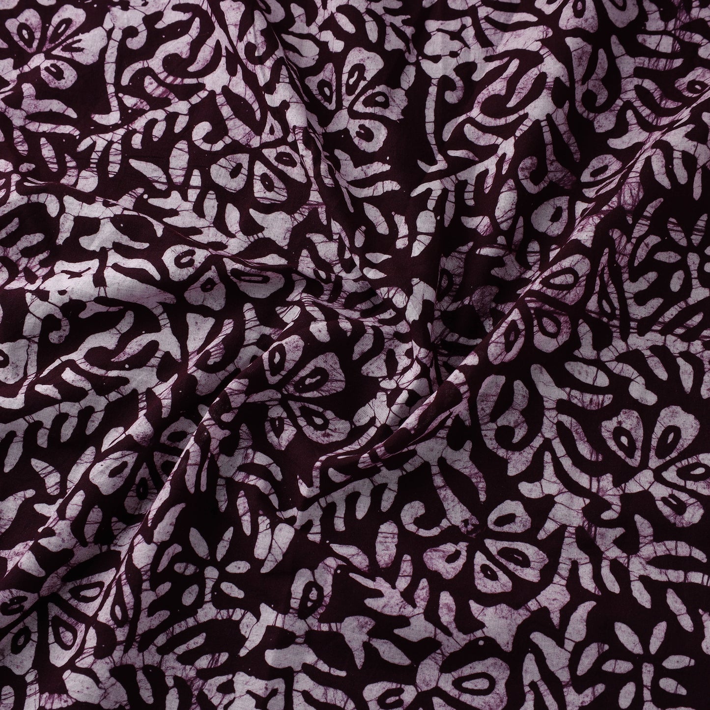 Purple Hand Batik Print Cotton Fabric