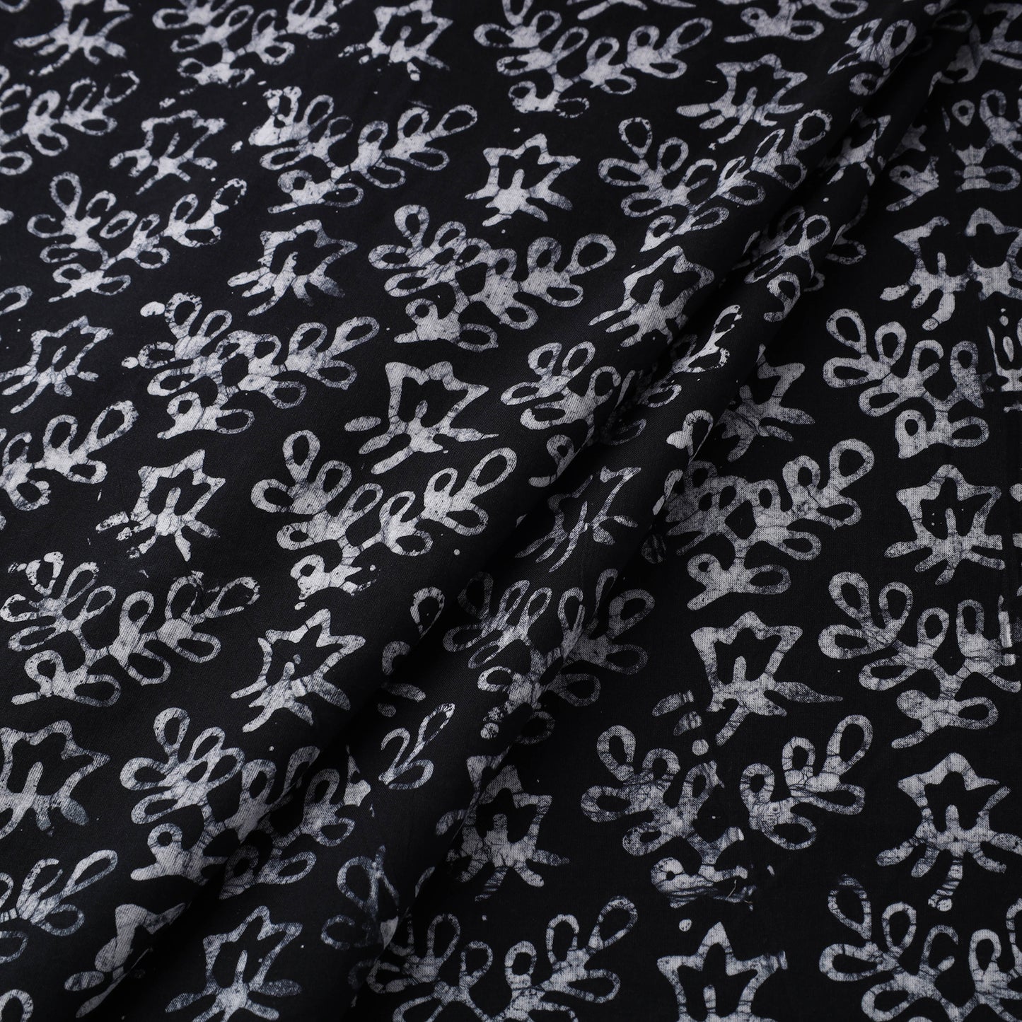 Black - hand batik cotton fabric 10 - handcrafted