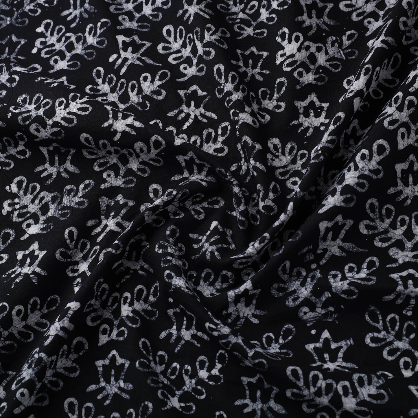 Black - hand batik cotton fabric 10 - handcrafted