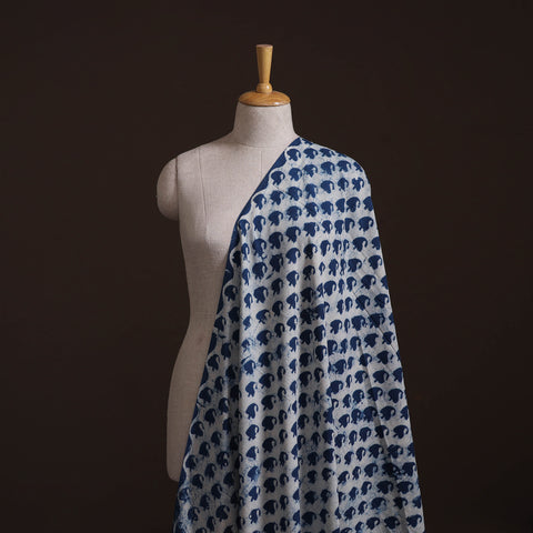 Hand Block Natural Dyed Cotton Bagru Print Indigo Fabric 16
