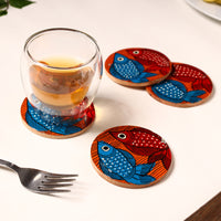 Bengal Patua Handpainted Akashmoni Wooden Coasters (Set of 4) 09