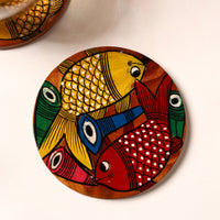 Bengal Patua Handpainted Akashmoni Wooden Coasters (Set of 4) 11