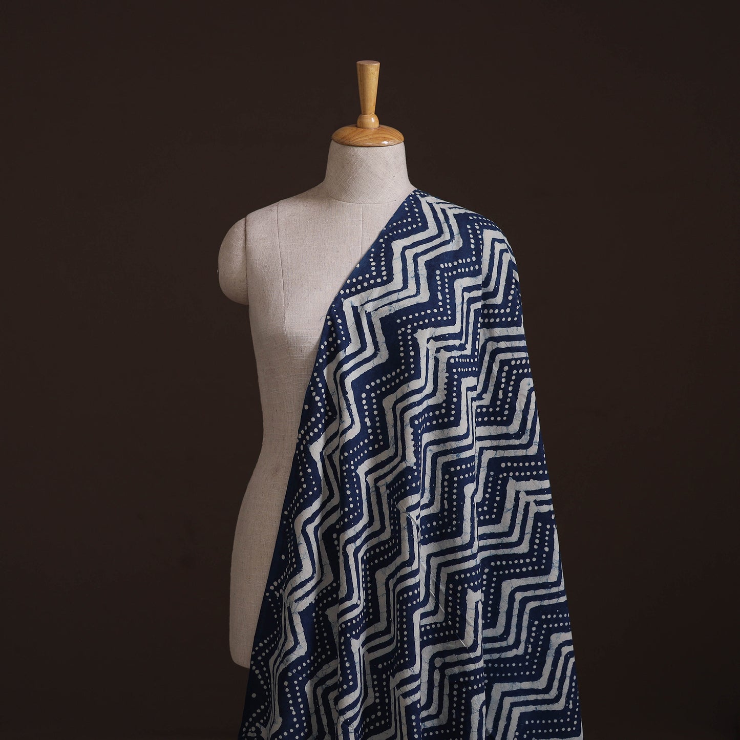 Hand Block Natural Dyed Cotton Bagru Print Indigo Fabric 15